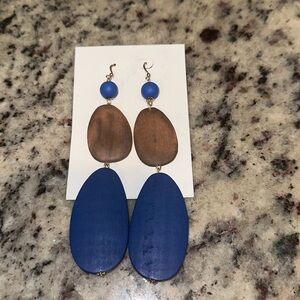 Beautiful 5 inch long wood beaded earrings